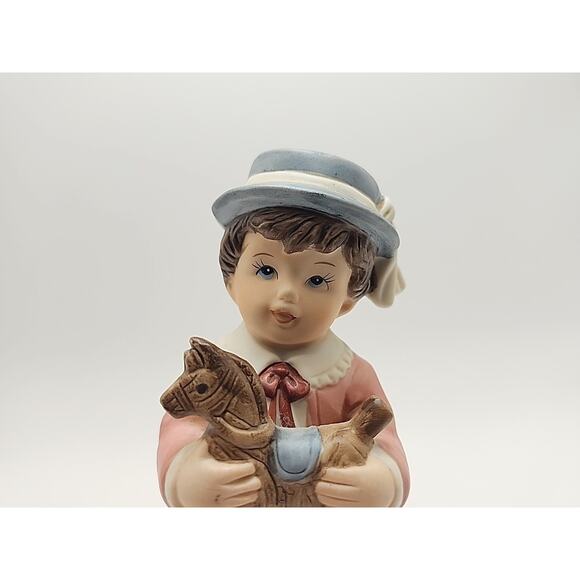 Vintage Homco Little Boy with Toy Rocking Horse 6" Porcelain Figure #1419 Statue - Picture 2 of 8